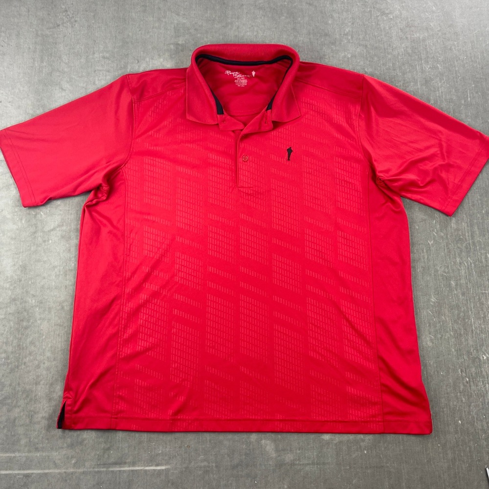 Payne Stewart Mens X-Large Red Polo Shirt‎ Textured Performance Golf Top